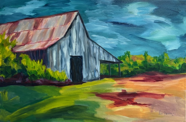 2318.  LITTLE BARN BLUE. 30X20.  1250